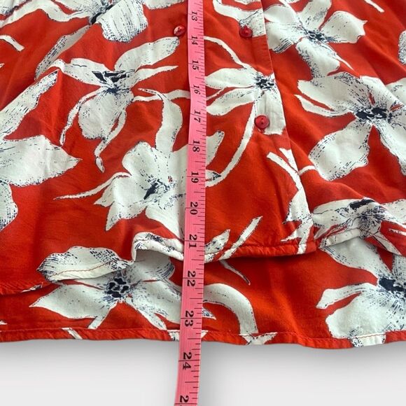 Vero Moda 1987 Red White Floral Button-Up Blouse Size M Vintage Style Shirt - Picture 6 of 8